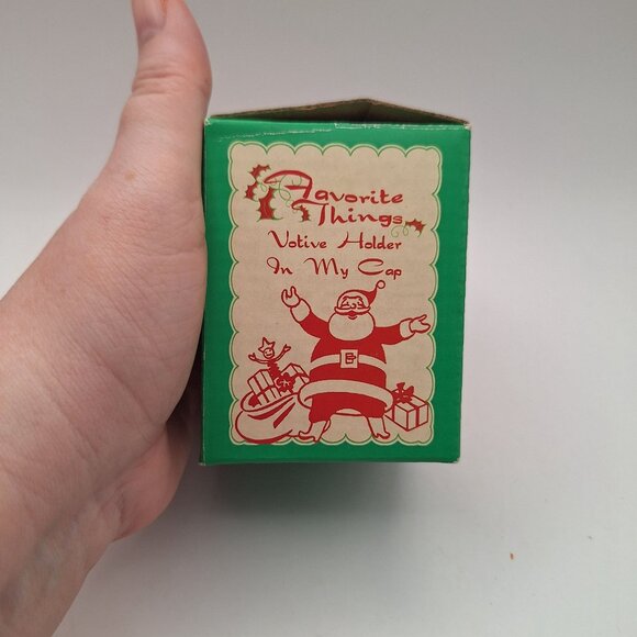 VINTAGE FAVORITE THINGS WINKING SANTA CLAUS VOTIVE HOLDER IN MY CAP TEALIGHT NIB - Picture 10 of 13